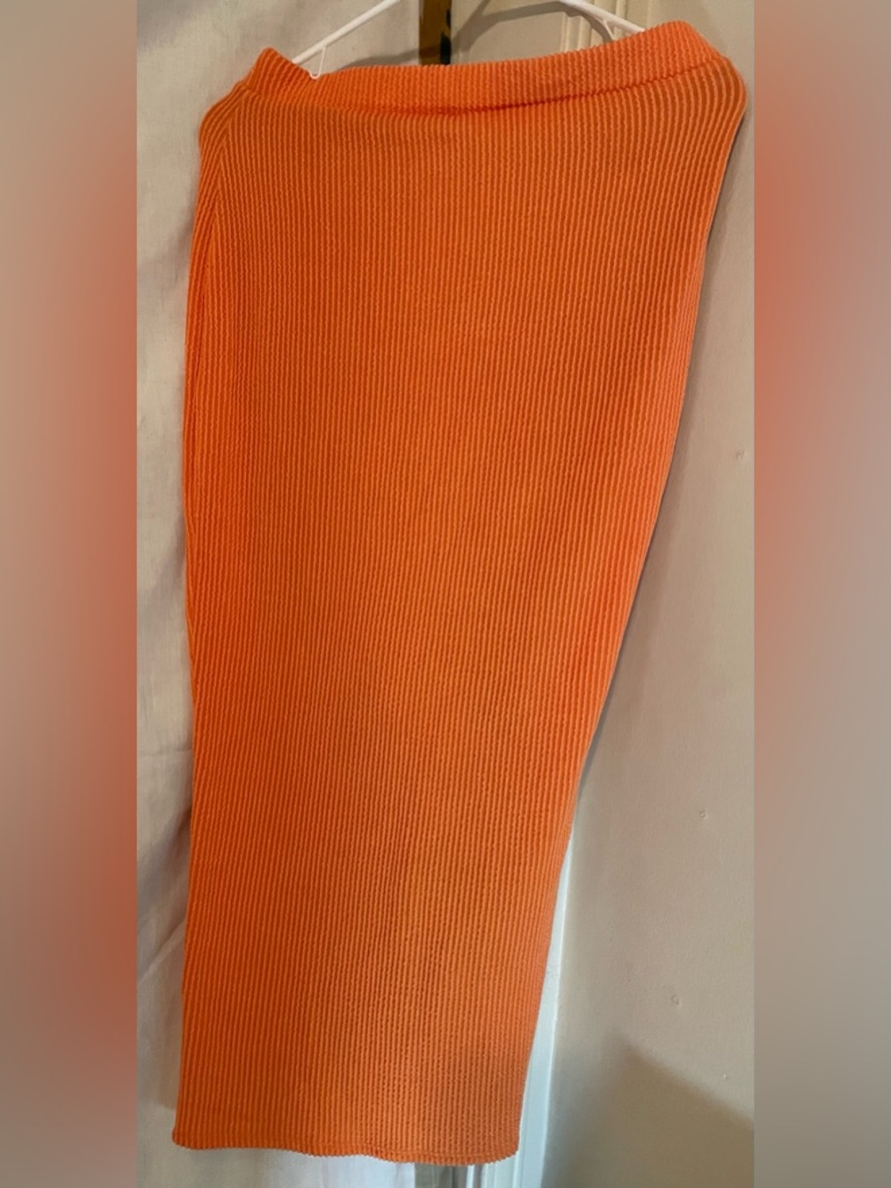 Spring Haze Los Angeles Ribbed Orange Knit Bodycon Skirt